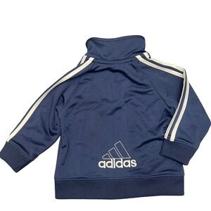 Adidas baby zip up sweatshirt size 12 months navy with white, like new